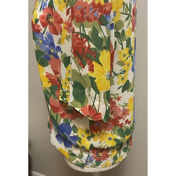 Vintage Womens Hawaiian Floral Cottagecore Sz 8 Cinched Waist Scalloped Hem 80’s - Picture 6 of 16